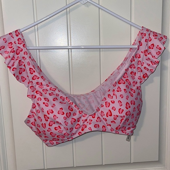SHEIN Pink Plus Leopard Ruffle Bikini Top! Size 0X! NWOT - Picture 2 of 4